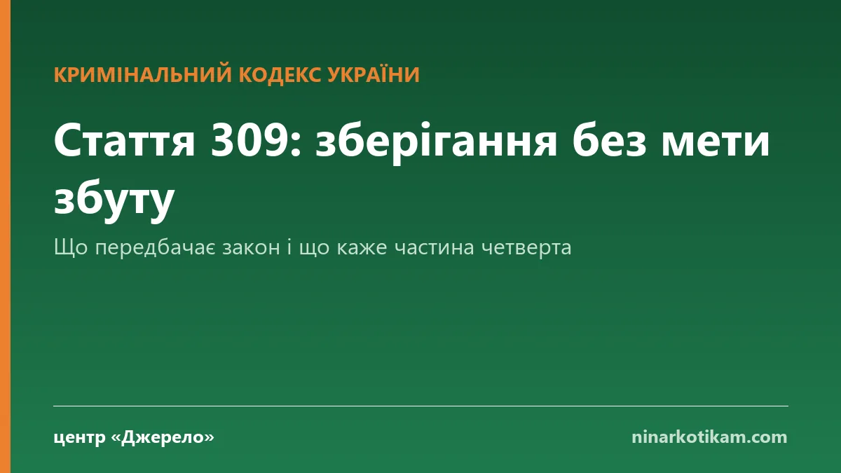 Стаття 309 КК України: зберігання наркотиків без мети збуту - центр Джерело