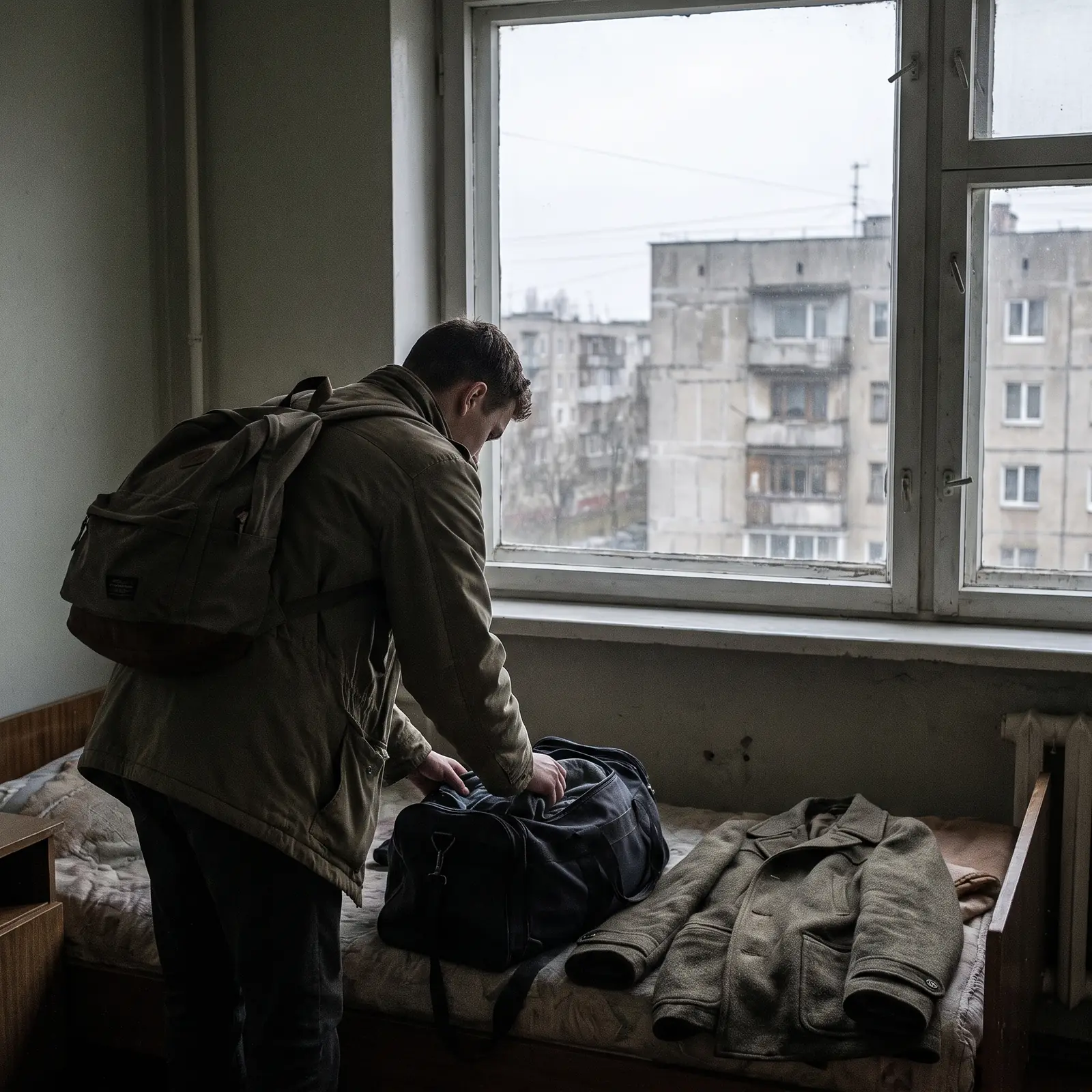 Молодий чоловік збирає сумку перед відʼїздом до центру
