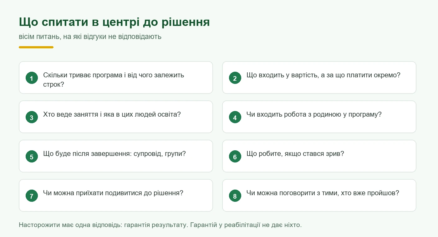 Що спитати в центрі реабілітації: вісім питань, на які відгуки не відповідають