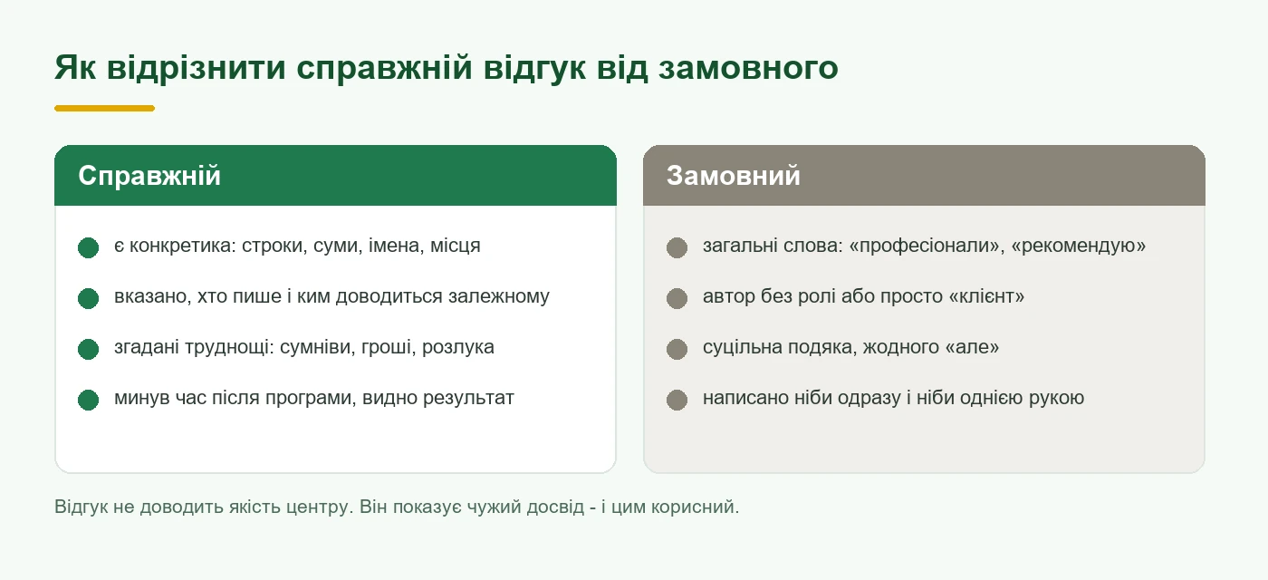 Відгуки про центр реабілітації: чим справжній відгук відрізняється від замовного